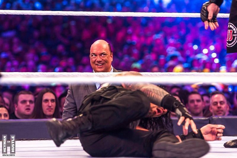 Paul Heyman's reaction to a fight between Roman Reigns and Brock Lesnar.